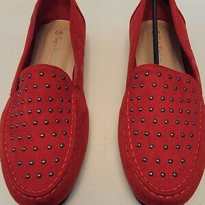 New in Box Red Faux Suede shoes